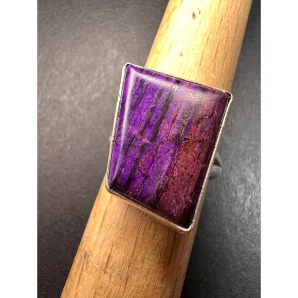 Vintage sugilite sterling silver ring size 5 - Picture 5 of 16